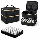 Nagellack-Organizer-Tasche, doppelte Aufbewahrungsbox f&uuml;r Nagellack, Gel-Lampe und Manik&uuml;re-Werkzeuge, f&uuml;r 30 Flaschen Nagelbasis (15 ml / 0,5 FL oz), mit verstellbaren Trennw&auml;nden, Schwarz