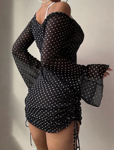 Image of ZAFUL Womens Swimsuit Cover Up Dress Off Shoulder Hollow Coverup Bathing Suit Mesh Swim Beach Dress