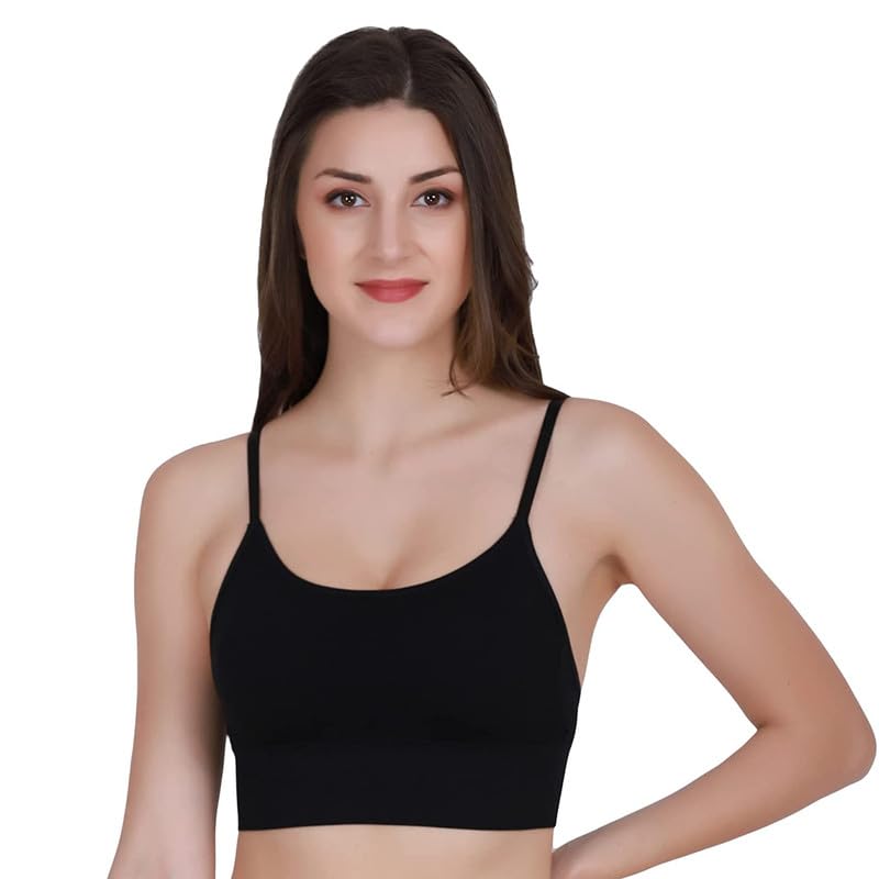 Women's Sports Bra Cotton & Spandex Lightly Padded Wire Free Everday Slip on Bra Fitness-picture-55