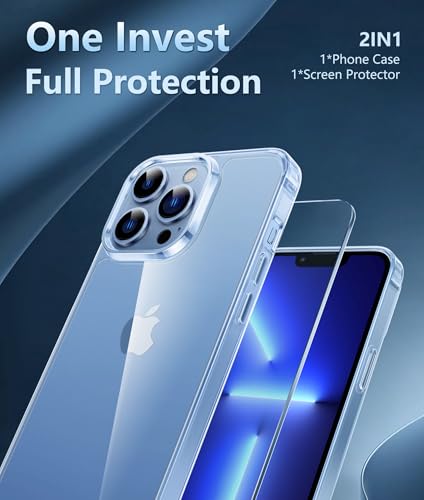Image of FNTCASE for iPhone 13 Pro Case: Clear Phone Cases Compatible with Magsafe Slim Anti Yellowing Military Grade Drop Protection Rugged Shockproof Protective Transparent Cell Phone Cover (B-Clear)