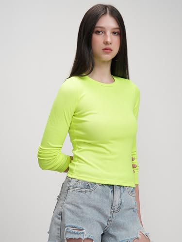 Image of Tokyo Talkies Women's Regular Round Neck Fitted Full Sleeves Top | Simple & Stylish | Perfect for Casual & Everyday Wear | Tops for Woman | Women Tops | Stylish Top