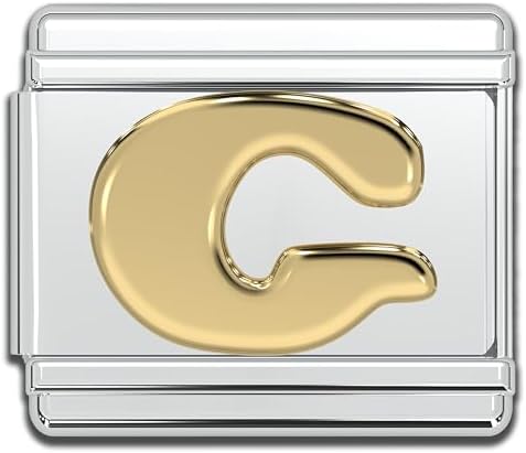 Fablinks Italian Bracelet Letter Charm, 9mm Gold Alphabet Charms, Jewelry Bracelets Links for Women, Stainless Steel Initials Link Letters for Men