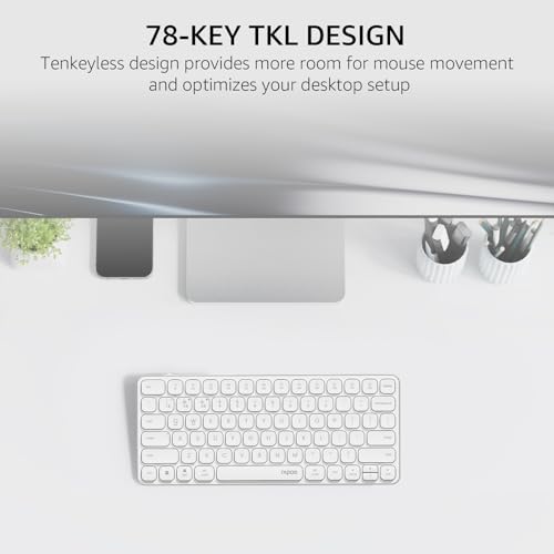 Image of RAPOO E9050L Bluetooth Wireless Multi-Device Keyboard(4 Devices), Rechargeable, Led Indicators, Ultra-Thin, Ergonomic, Compatible with Windows, iOS, Android, Tab, Smartphones -White, 3-Year Warranty