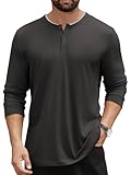 Hardaddy Men's Long Sleeve Henley Shirts Casual Color Block Henley Button T-Shirt Tops Black M