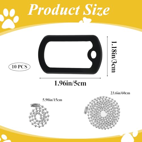 Aeaocvo 10 Stück Dog Tags Silicone, Hundemarke Silikon Schalldämmerung, Army Dog Tags mit 4 Ketten, Hund Erkennungsmarke
