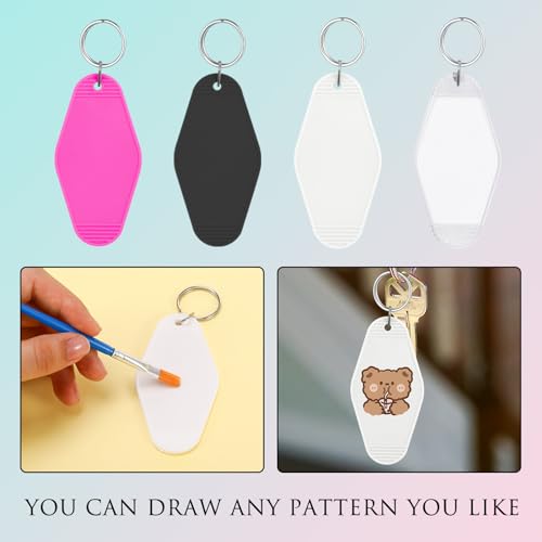 Image of LOTMER 20 /30 /40 /80 PCS Hotel Keychain Blank with Key Rings, 60 Colors Motel Key Chains for DIY Keychains