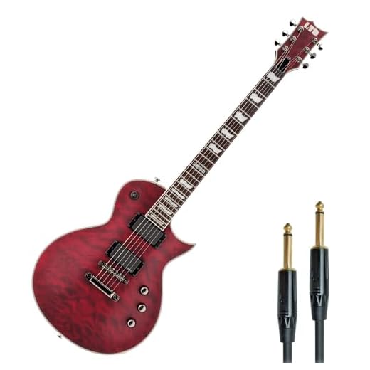 Guitarra eléctrica LTD EC-401 QM STBCS See Thru Cherry Sunburst + cable jack keepdrum