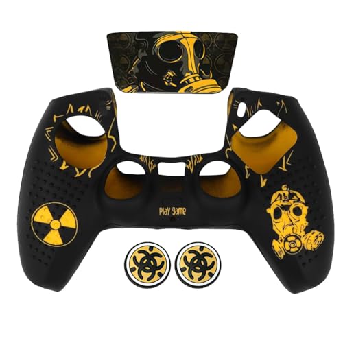 Image of Anti-Slip Cover Compatible with PS5 Controller, Silicone Skin & Grip Cover with Thumb Grips, Touchpad Sticker - Protective Case /Non-Slip PS 5 Controller Accessories Kit (Radiation Edition)