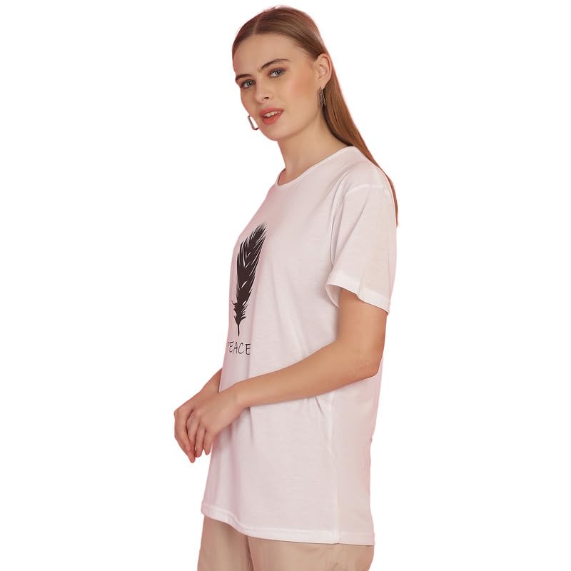 Image of Round Neck Cotton Printed Women Regular Fit Tshirt-P1950