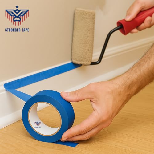 Image of Blue Painter's Tape 1.5 inch x 60 Yards - Easy-Release Masking Tape for Painting, Clean Removal, No Residue - Multi-Surface Use on Walls, Trim, Glass & Wood - Professional-Grade Adhesive (8 Rolls)
