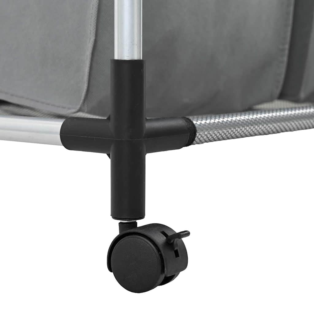 Cesto portabiancheria con ruote, 3 scomparti, grigio | Struttura in acciaio con rivestimento in plastica, 4 ruote girevoli con 2 freni, sacchetti portabiancheria rimovibili