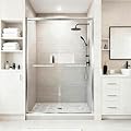 GUUKAR Glass Shower Door 44-48" W x 72" H Semi-Frameless Double Sliding Bathroom Shower Doors with 1/4 inch Clear Tempered Glass for Walk-in Shower, Chrome