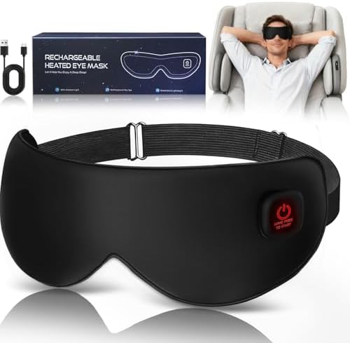 Cordless Heated Eye Mask for Dry Eyes, Blocking Light Sleeping Ma...