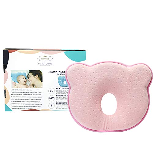 Amboch Baby Head Shaping Pillow for Newborns & Infants. Prevent Newborn Baby Flathead Syndrome(Plagiocephaly), Best Perfect for 0-12 Months Baby (Pink)