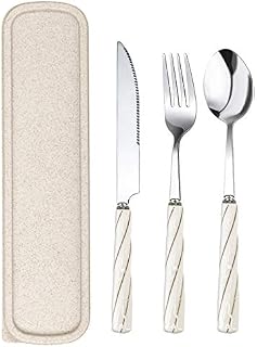 DAORANGE Portable Travel Utensils Set, Reusable Lunch Utensils with Case 3 Piece Ceramic