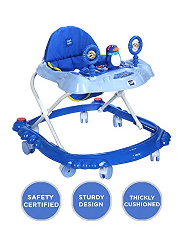 Image of Mee Mee 360 Baby Activity Walker | 3 Level Adjustable Height, Foot Mat, Musical Detachable Toy Bar & Light | Anti-Rollover Folding Walker for Boys, Girls, Kids | 6-18 Months 15kg (Green)