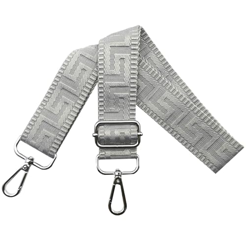 Schultergurt für Tasche Taschengurte zum Wechseln, Verstellbar Taschengurt Breit 3.8cm mit Silber Karabiner - Taschenband Schulterriemen Tragegurt für Handtaschen Damen, Rein grau, K17