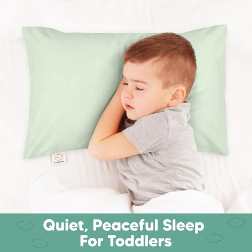 Image of KeaBabies 13x18 Waterproof Toddler Pillowcase, 1pk Pillow Case (Sage) | Soft Waterproof Toddler Pillow Protector Cover for Kids, Boys, Girls, Machine Washable, Small Travel Pillow Sold Separately