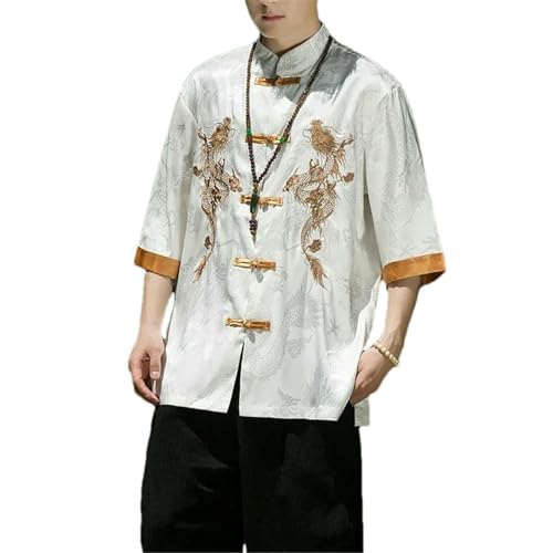 Chemise Kung Fu hommes en soie de glace pour un été décontracté
