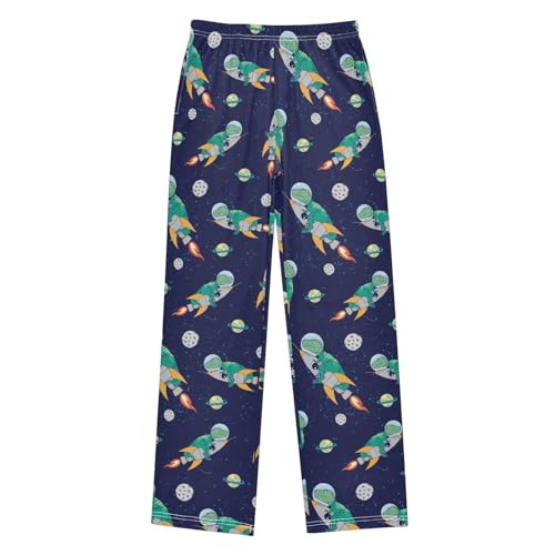 ZZXXB Space Dinosaur Rocket Boys Long Pants Soft Trousers Elastic Waist Kids Lounge Bottoms with Pockets S-XL