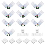 Paketinhalt: 6x lückenlose 4 polige LED strip verbinder, 10x NEUE RGB LED strip eckverbinder in L-Form, 2x LED-Steckverbinder in T-Form