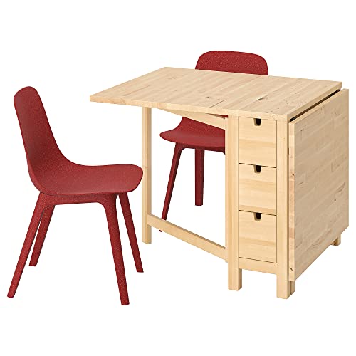 Ikea Tavolo NORDEN/ODGER e 2 sedie, 26/89/152 cm, betulla/rosso