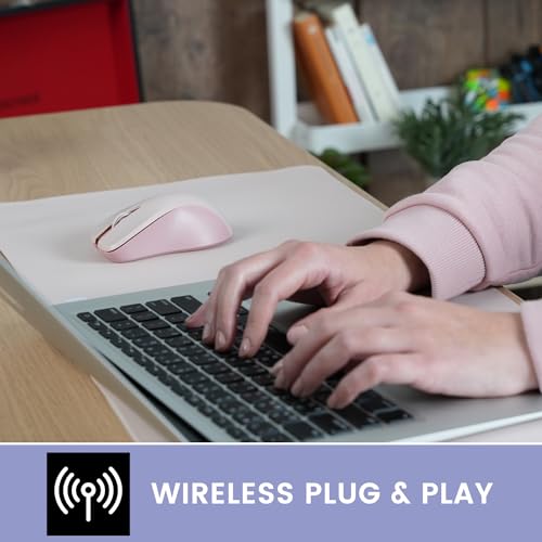 Image of Perixx PERIMICE-621P Wireless Mouse - Silent Click with Ergo Design - Compatible for Desktop and Laptop PC - Wireless 2.4 GHz - Pink