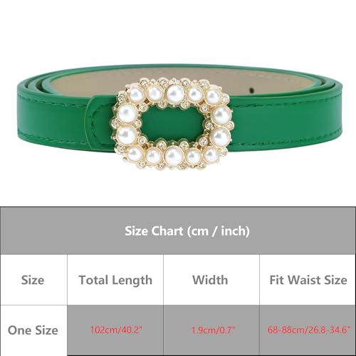 Women's Pearl Buckle Waist PU Leather Belt Skinny Adjustable Dress Pants Waistband for Female Dating Party4