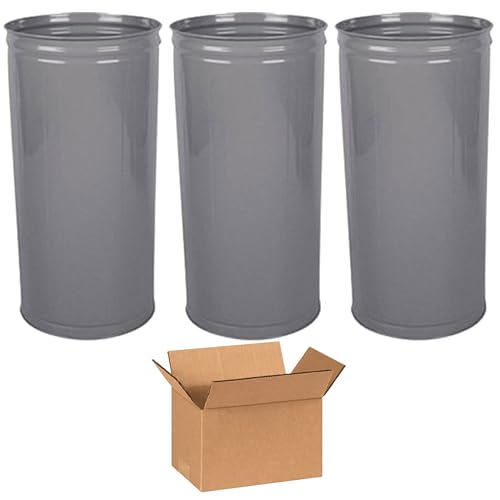 Image of - Case of 3-80 Qt Steel Wastebaskets - Fire-Safe & Institutional Use