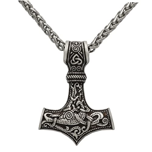 GALPADA Collar De Aleación Decorativa Colgante Martillo Vikingo, Cadena De Cuello De Moda Para Hombre, Color Plata Antigua, Accesorio Nórdico Resistente y Original Para Uso Diario