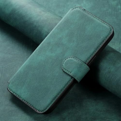 Étui portefeuille iPhone XR cuir vert détachable 2en1 housse coque aimant