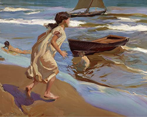 Impression d'affiches Joaquín Sorolla portrait fille salle de bain toile 60x90cm
