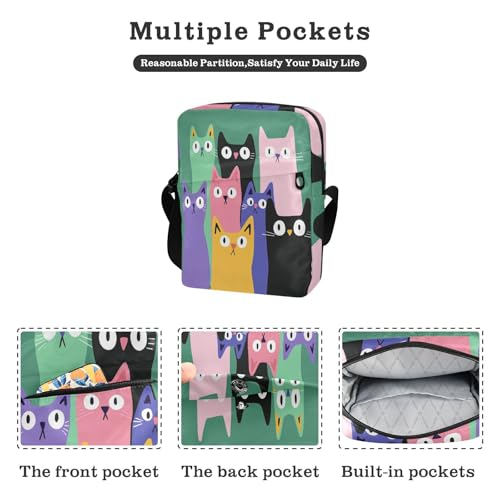 Colorful Cats messenger bag for women crossbody shoulder bag men Purses Cross Body Bag Adjustable Strap for Casual School2