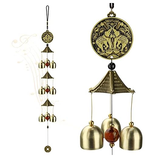 Wind Chimes, Vintage Metal Wind Chime Bells Chinese Feng Shui Lucky Bell Hanging Ornament for Home Outdoor Indoor Decor Garden Hanging Good Luck Blessing