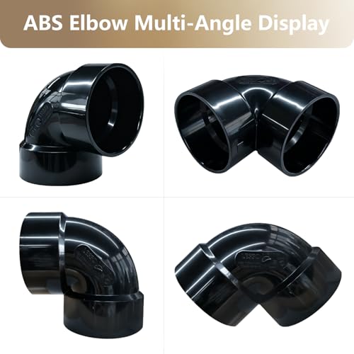 Image of LESSO 2PCS 2 inch Elbow ABS Pipe, 90 Degree 2 Inch ABS Fittings Vent Ell Pipe Fittings For Duct Reducer Connection of Drainage Dystem Connects Drainage System Components (SCH40 Black)