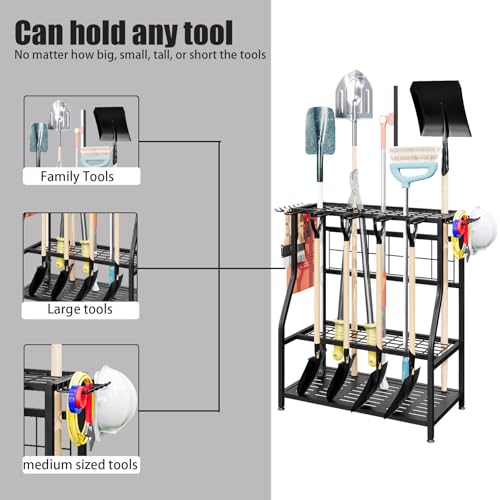 YIZAIJIA Garden Tool Organizer Holder Heavy Duty Steel Rack Up to 60 Long Handled Tools for Garage Shed Outdoor Garden Yard Black by YIZAIJIA - Image 6