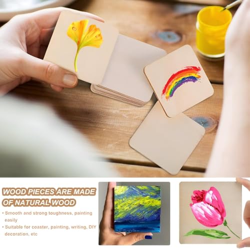 Image of SWAGSTATION MDF Blanks Cutouts for DIY,Art Work,Decoupage,Mix Media,Scrapbook,Craft Supplies Square Costers Blank 3.5 Inch 12 Pcs