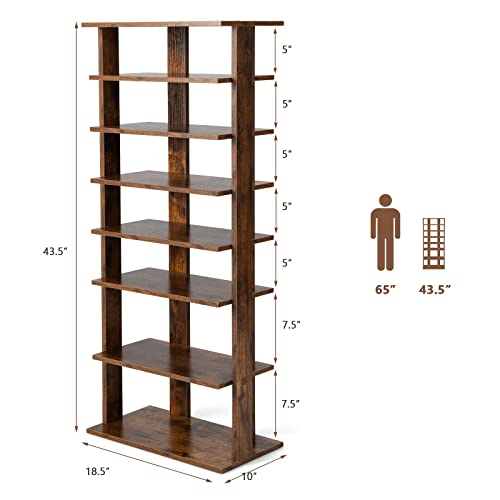 Tangkula-8-Tiers-Vertical-Shoe-Rack-Patented-Space-Saving-Corner-Shoe-Rack-for-14-Pairs-Narrow-Shoe-Rack-for-Front-Door-Entryway Tangkula 8 Tiers Vertical Shoe Rack Patented Space Saving Corner Shoe Rack for 14 Pairs Narrow Shoe Rack for Front Door Entryway