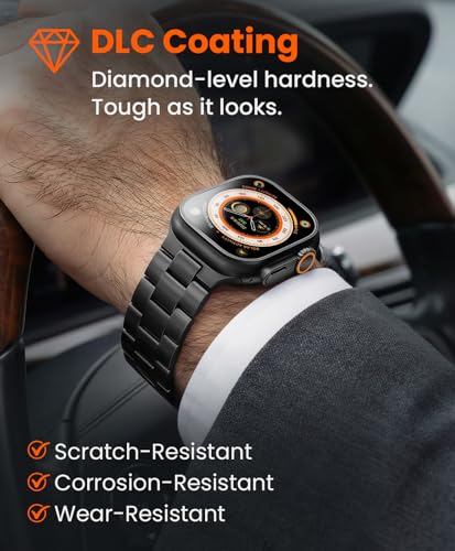 Image of Titanium Watch Band for Apple Watch Ultra 3 /2 /1 49mm & Series 11 /10 46mm, Grade 5 Titanium Apple Watch Band with Anti-Scratch DLC Coating, 22mm Premium Business Metal Strap for Men - CRNS03