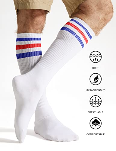Joulli White Knee High Retro Striped Tube Socks 1-3 Pairs2