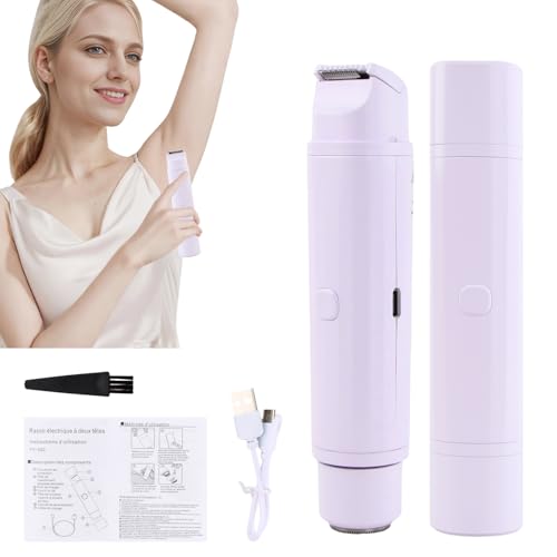 Rasoio Intimo Elettrico Corpo Donna, 2 in 1 Epilatore per Zona Parti Intime Bikini-Trimmer a Doppia Testa Rasoio Intimo Per Viso Bikini Epilatore per Ascelle Gambe Braccia Gambe e Corpo