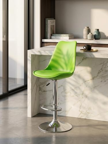 Image of activa Rapid Bar Stool Chair with Height Adjustable Design, Padded Seat & Footrest | Modern Metal Counter Stool for Kitchen, Home, Bar & Cafe Seating | Durable Comfort Chair (Green, Set 1)