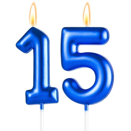 Dark Blue Number 15 Candles 15th Birthday Cake Topper for 15th Birthday Decorations for Boys 2.36 15 Candles Boys 15 Year Old Game On Level Up Bruh I am 15 Birthday Decoration