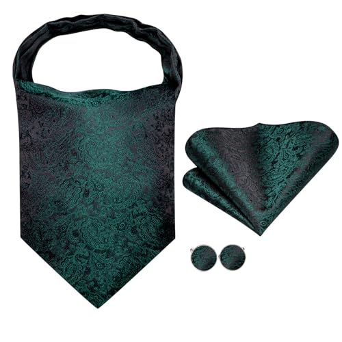 Image of Dubulle Paisley Floral Ascot for Men Self Tie Mens Cravat and Pocket Square Cufflinks Wedding