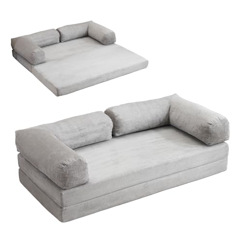 �\�t�@�x�b�h 2�l�|�� �t���A�\�t�@ 3�l�|�� �}�b�g���X �\�t�@�[ �܂肽���� �N�b�V�����\�t�@�[ �x�b�g ����Q�}�b�g �����p �}���`�Ɏg���� ���[�\�t�@ �������E���^�� �R�[�f�����C���n ���k���� (���C�g�O���[, 180*180*15cm)