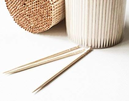 Makerstep Wooden Toothpicks 2000 Pieces Ornate Handle with Toothpick Holder Container 4 Packs of 500