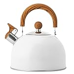 STARNOONTEK Tea Kettle, 88 Ounce 2.5L Stainless Steel Stove Top Whistling Tea Kettle Stainless Steel with Handle for Electric Stove Gas Stove(White)