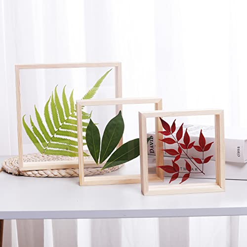 Longwin 8X8 Wood Picture Frames Double Sided Acrylic Plant Specimen Frame Dried Leaf Flowers Display Table Decoration #TOP4
