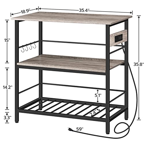 image for HOOBRO Kitchen Island with Storage, Kitchen Island Table with Power Ou