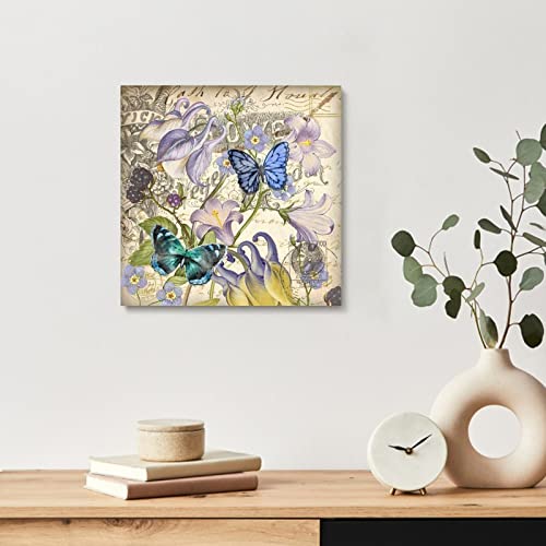 Tableau floral rétro violet encadré pour habiller un mur vide de bureau